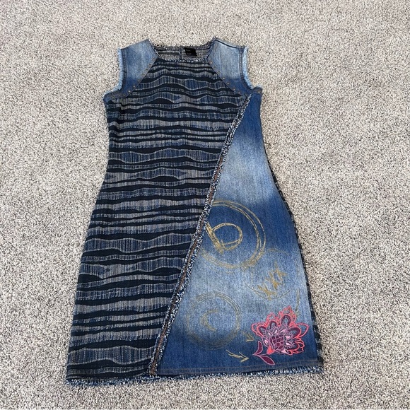 Desigual Vest Cherise Denim Medium Wash Mini Dress Side Zip Women’s EUR 38 US 8 - Picture 4 of 12